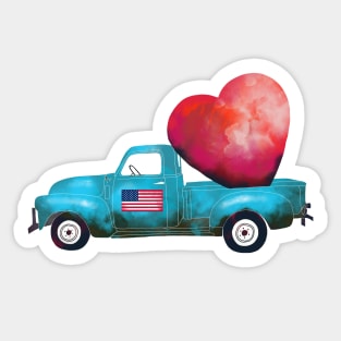 Vintage Truck Heart Valentine's Day Sticker